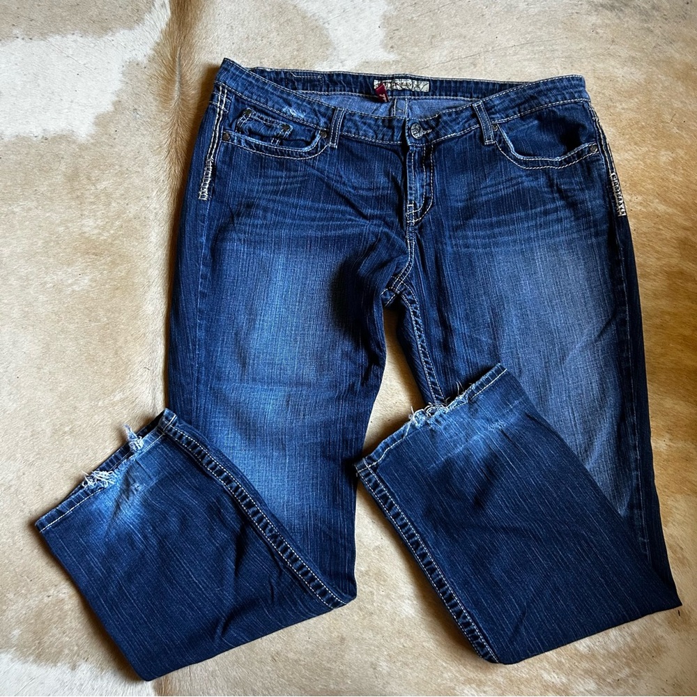 BKE Tenley Straight Leg Jeans with Natural Fading -36